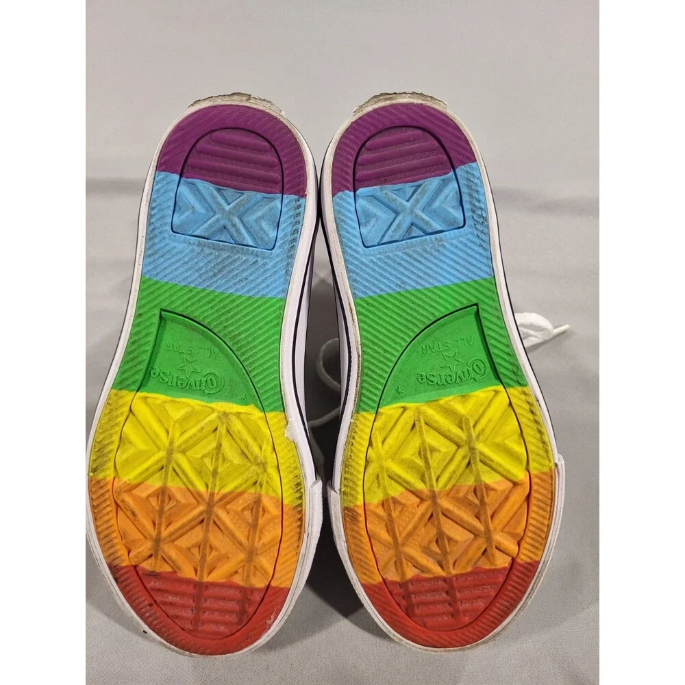 Converse Kids Pride By You Custom Rainbow High Top Sneakers - Size 10.5